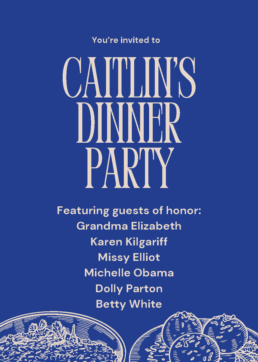 Caitlin's dinner party guest list