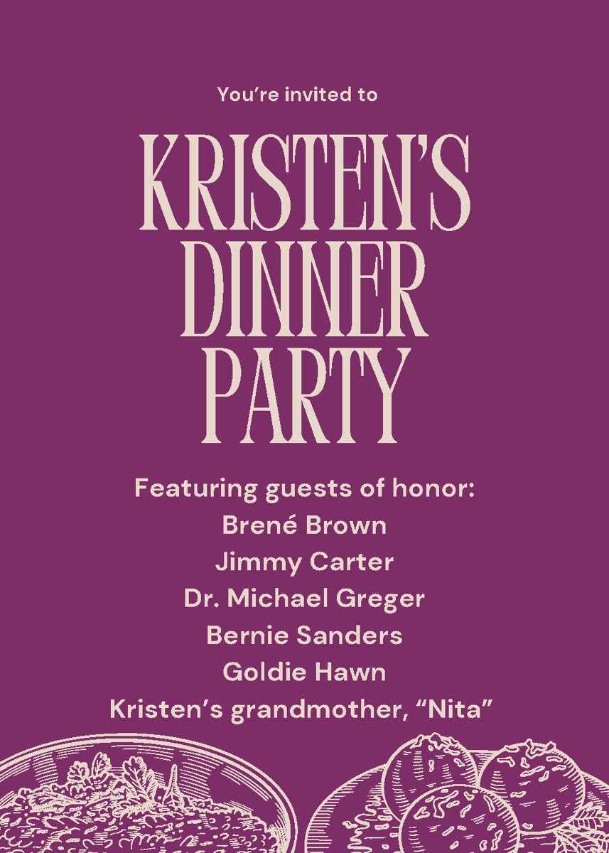 Kristen's dinner party guest list