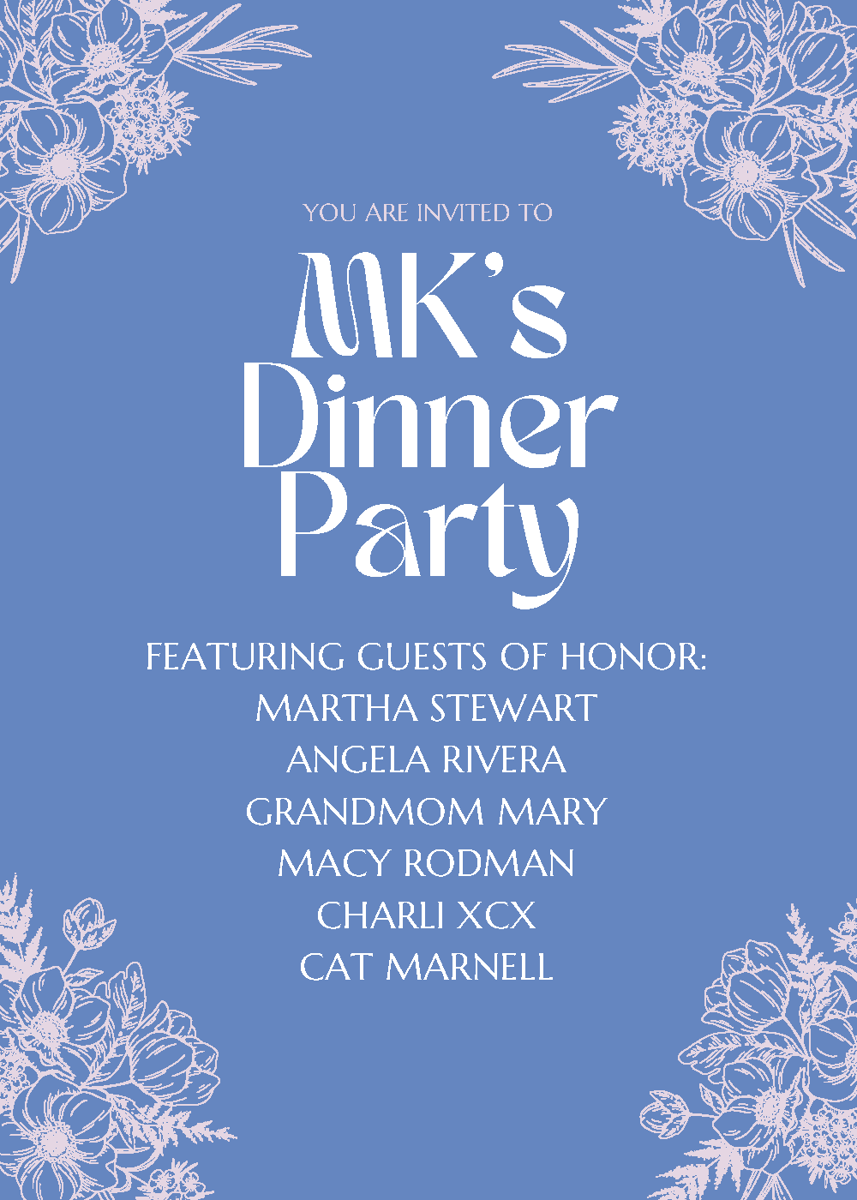 MK's dinner party guest list